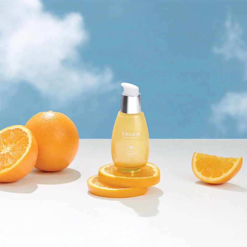 FRUDIA brightening serum 50g targeting dullness and uneven tone with a fresh, lightweight finish