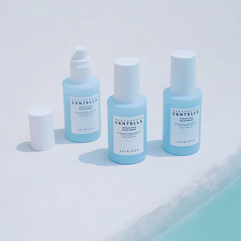 SKIN1004 Madagascar Centella Hyalu Cica Blue Serum 50ml designed to comfort skin while restoring a soft hydrated glow