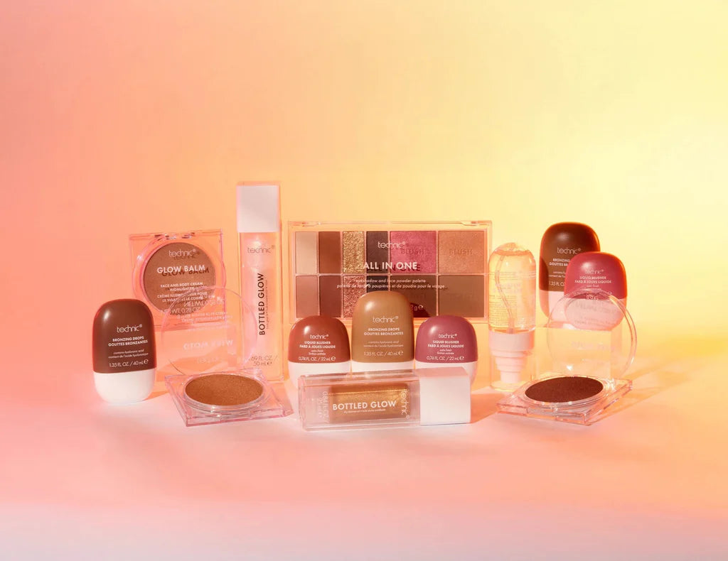 Technic Summer Golden Glow Dry Shimmer 25ml showcased with Technic cosmetics collection representing full makeup and beauty range