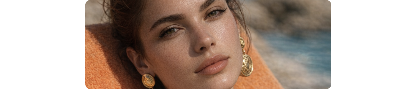 Editorial beauty close-up highlighting radiant, revitalised skin and natural luminosity