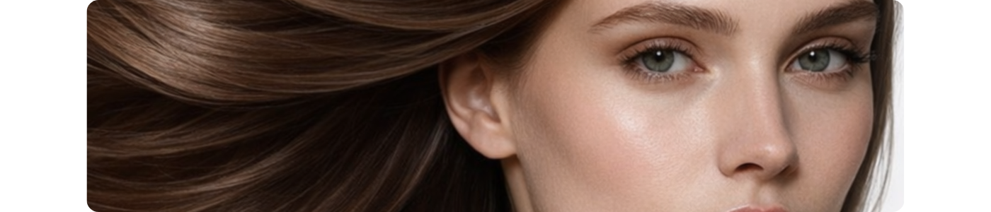 Editorial beauty close-up highlighting smooth texture and polished shine hair