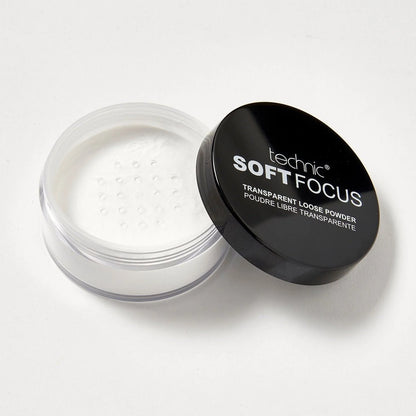Technic Soft Focus Transparent Loose Powder 20g for setting makeup with lightweight feel and smooth blurred finish