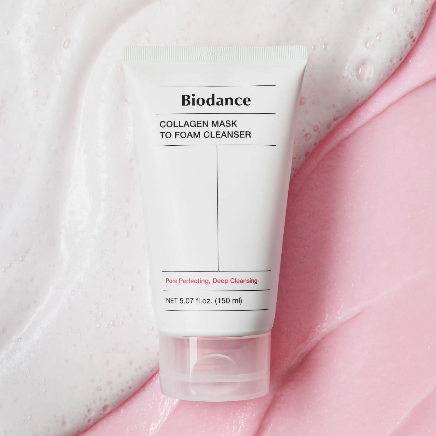 Biodance Collagen Mask To Foam Cleanser 150ml massaged onto skin as a creamy layer before transforming into a soft cleansing foam