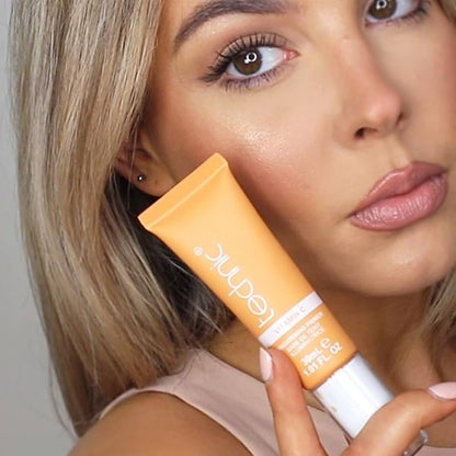 Technic Brightening Primer with Vitamin C 30ml applied to skin for brightening smoothing and prepping makeup