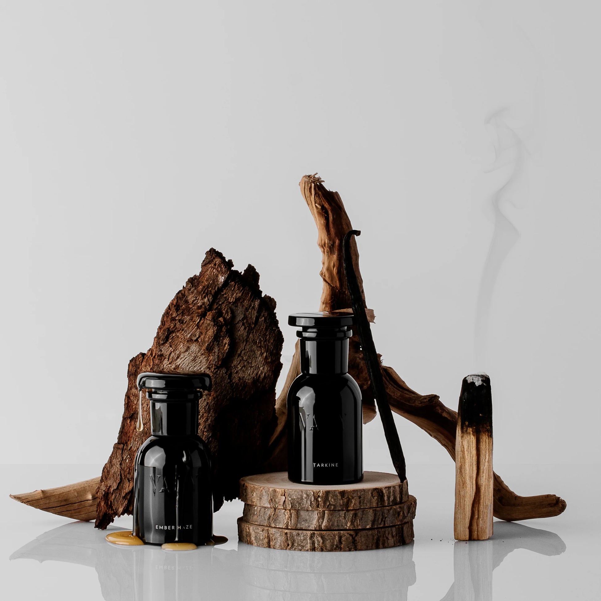 VAHY Ember Haze Natural Perfume 50ml blending amber warmth and soft smoke into a fragrance that feels intimate, glowing and refined