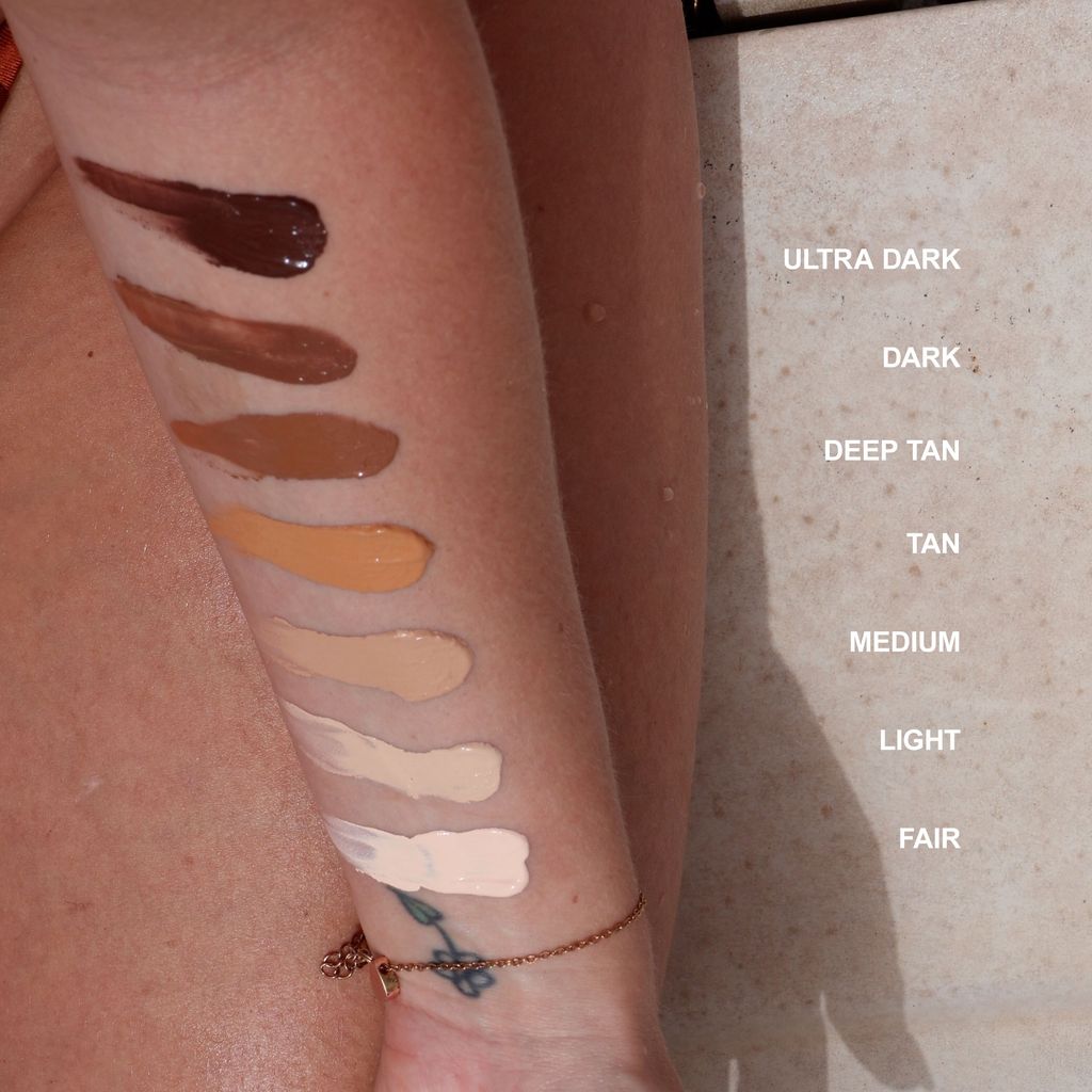 Technic Sundrenched Triple Wave Serum Foundation 30ml swatches on skin showing lightweight texture smooth blending and hydrated glow