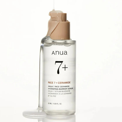 ANUA 7 Rice Ceramide Hydrating Barrier Serum 50ml lightweight texture for deep hydration and a soft glow