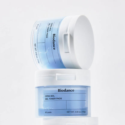 Biodance Cera nol Gel Toner Pads 60 pads jar packaging containing essence soaked pads for daily skincare use