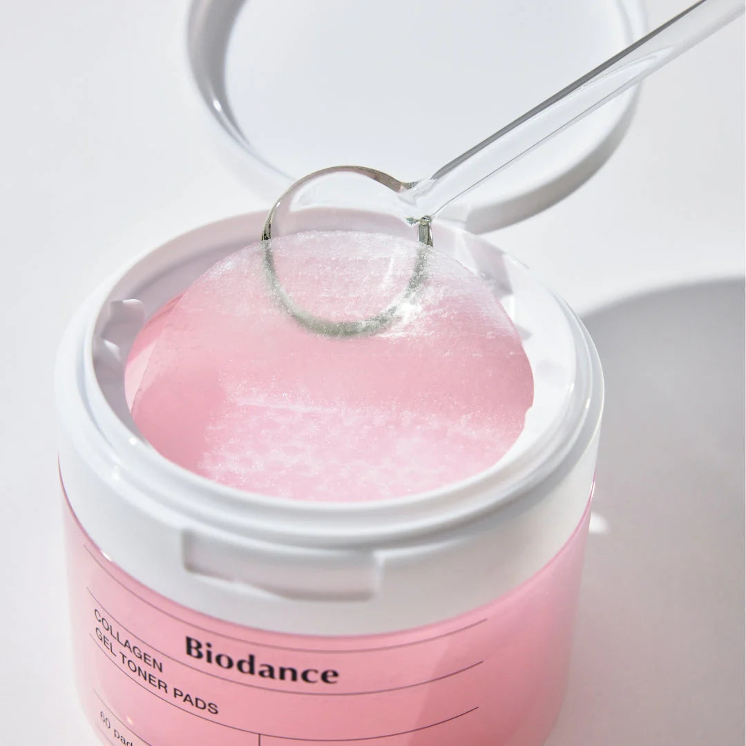 Biodance Collagen Gel Toner Pads jar packaging containing essence soaked pads for daily skincare use 60 pads
