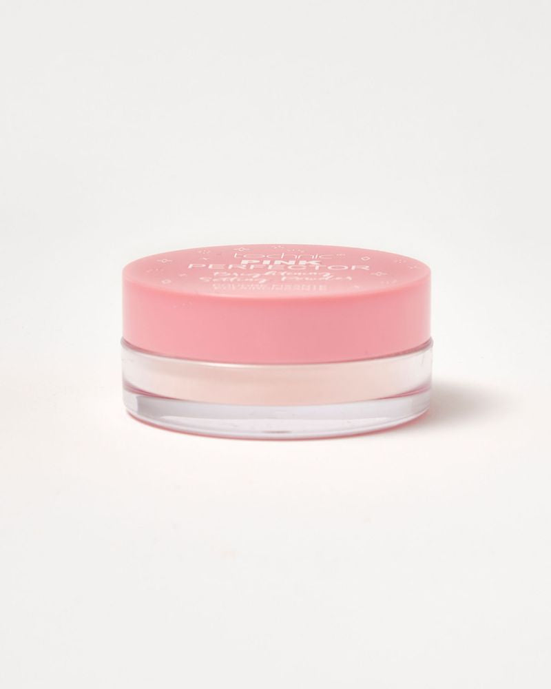 Technic Pink Perfector Brightening Setting Powder 10g applied to face for brightening smoothing and setting makeup