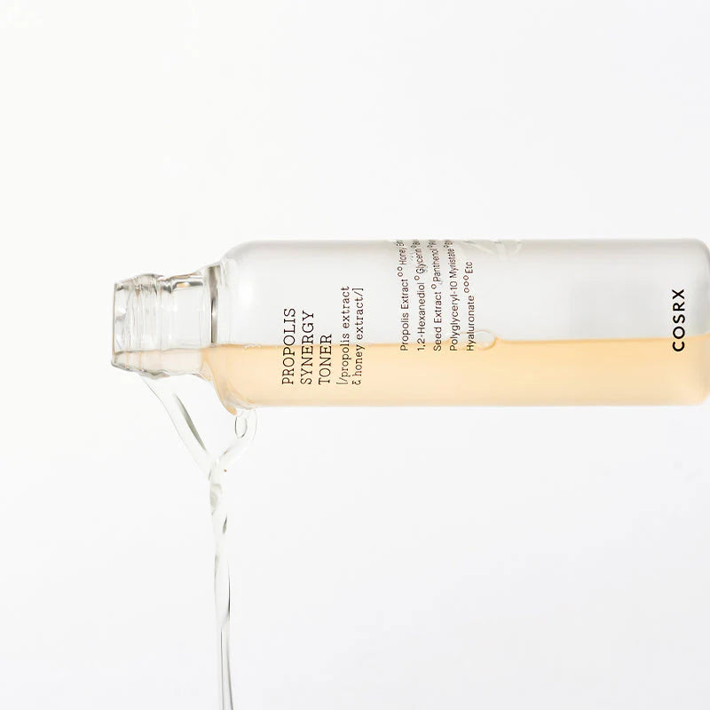 COSRX Full Fit Propolis Synergy Toner 150ml with a light essence texture for hydrating and glowing skin