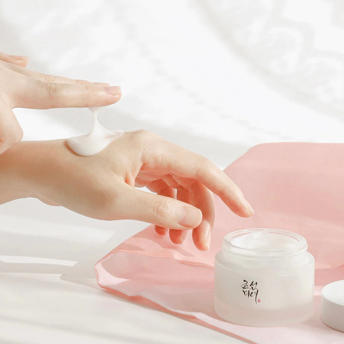 Beauty of Joseon Dynasty Cream 50ml applied to skin for deep hydration and a soft radiant finish