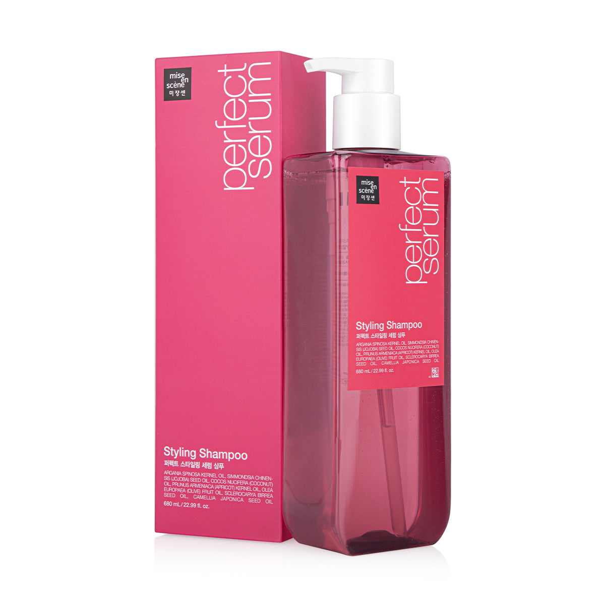 MISE EN SCENE Perfect Serum Styling Shampoo 680ml for smooth manageable hair with enhanced shine and a soft natural finish