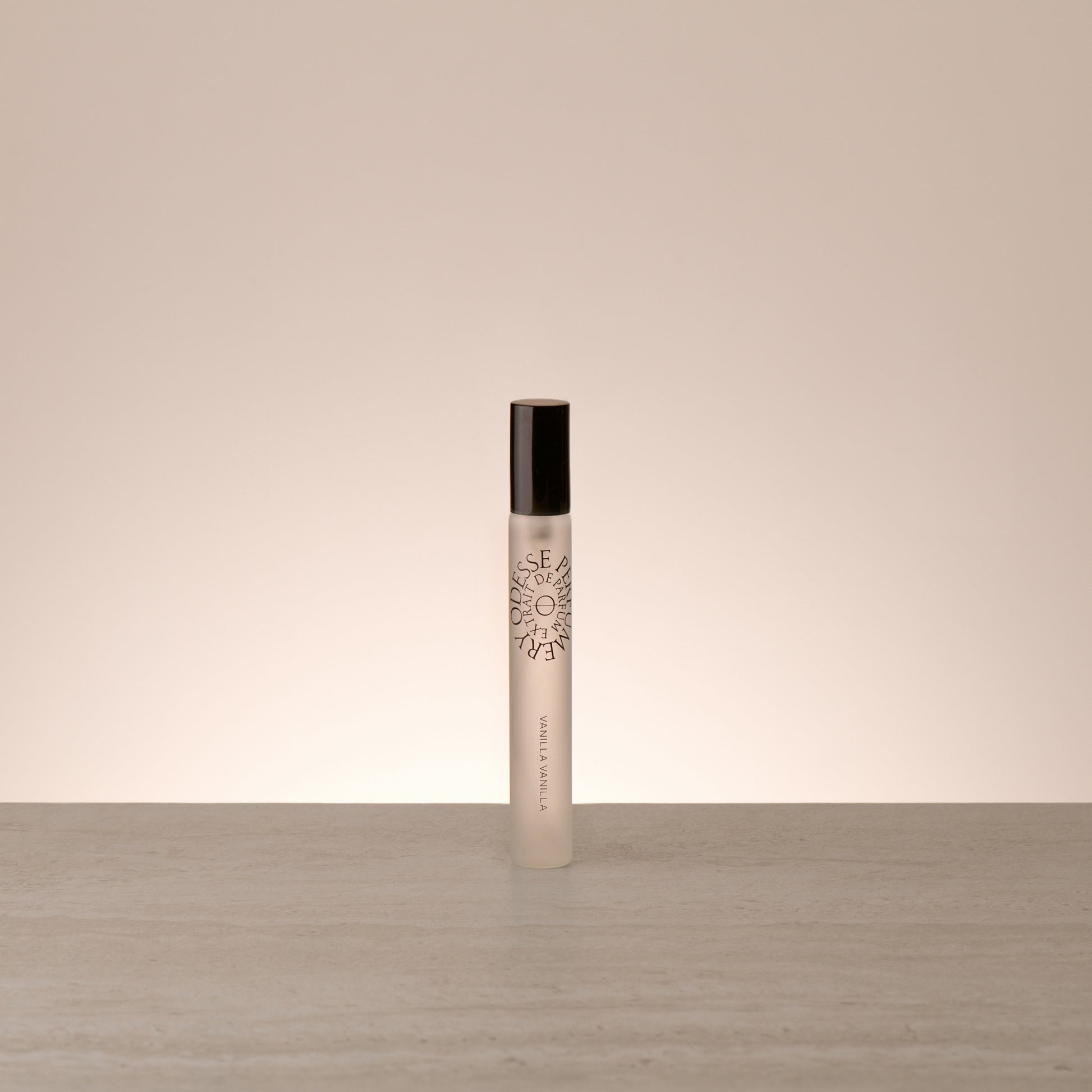 Odesse Vanilla Vanilla Extrait de Parfum 10ml travel-size fragrance styled in a minimal composition highlighting compact luxury