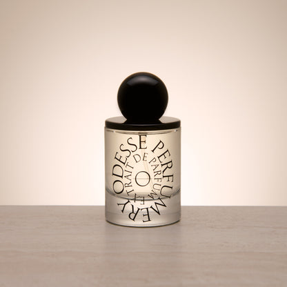 Odesse Vanilla Vanilla Extrait de Parfum 50ml styled in a minimal, editorial composition highlighting luxury fragrance