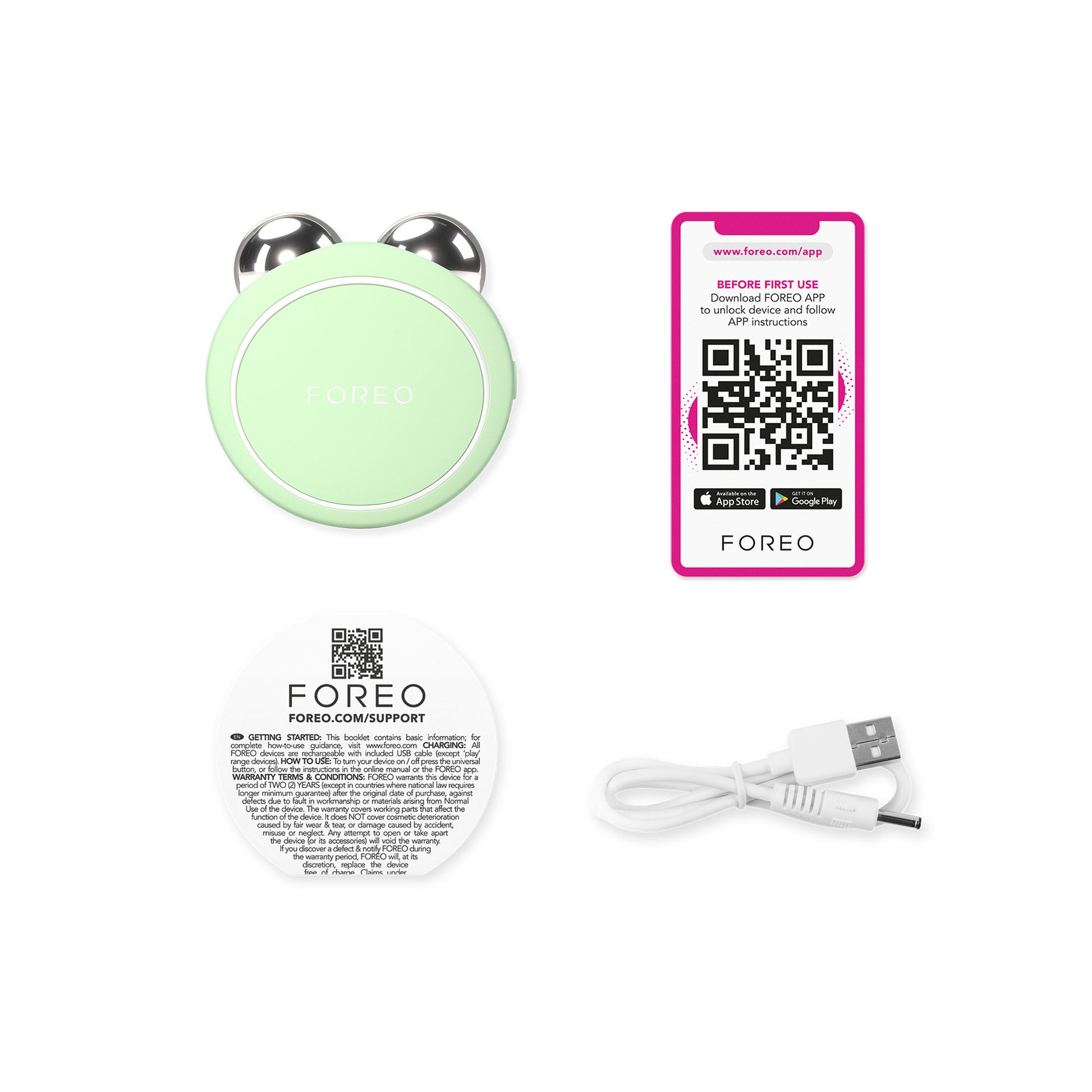 FOREO portable skincare device in Pistachio delivering refined, at-home lifting treatment