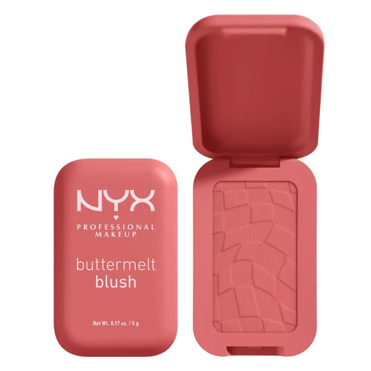 NYX Professional Makeup buttermelt blush with open case on a white background