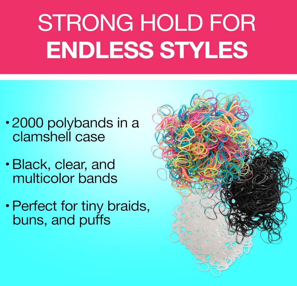 Multi-Color Polybands  with text on a pink and blue background