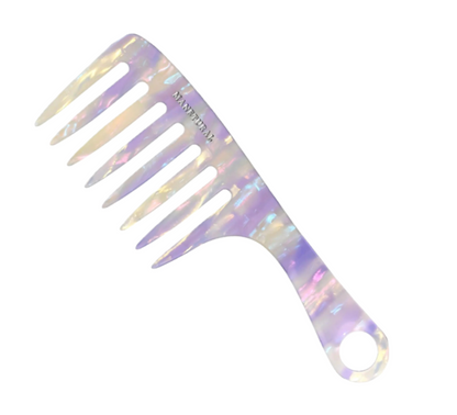manetural Iridescent wide tooth comb on a white background