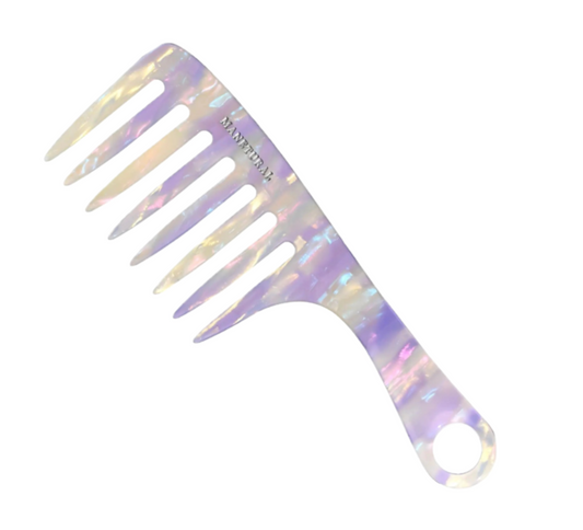 manetural Iridescent wide tooth comb on a white background