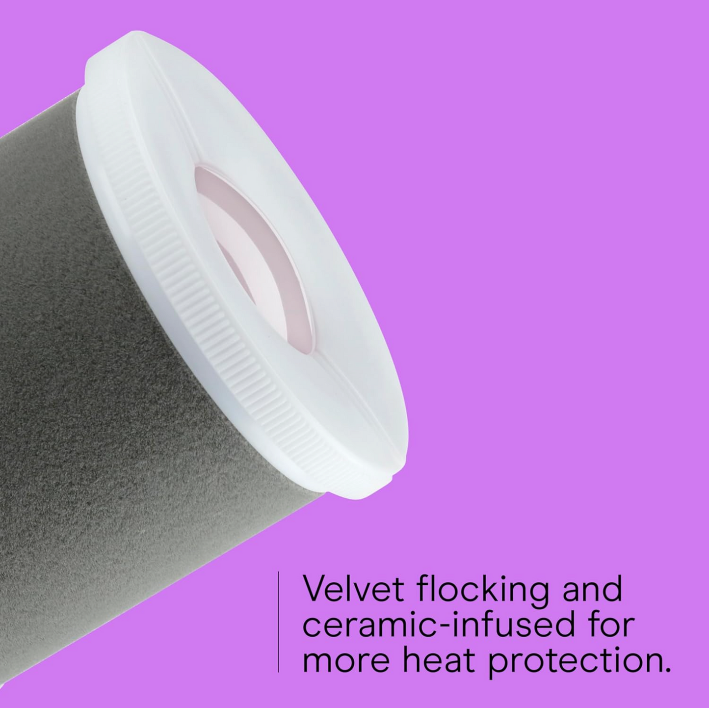 Conair inifiniti pro roller of velvet flocking material with text on a purple background