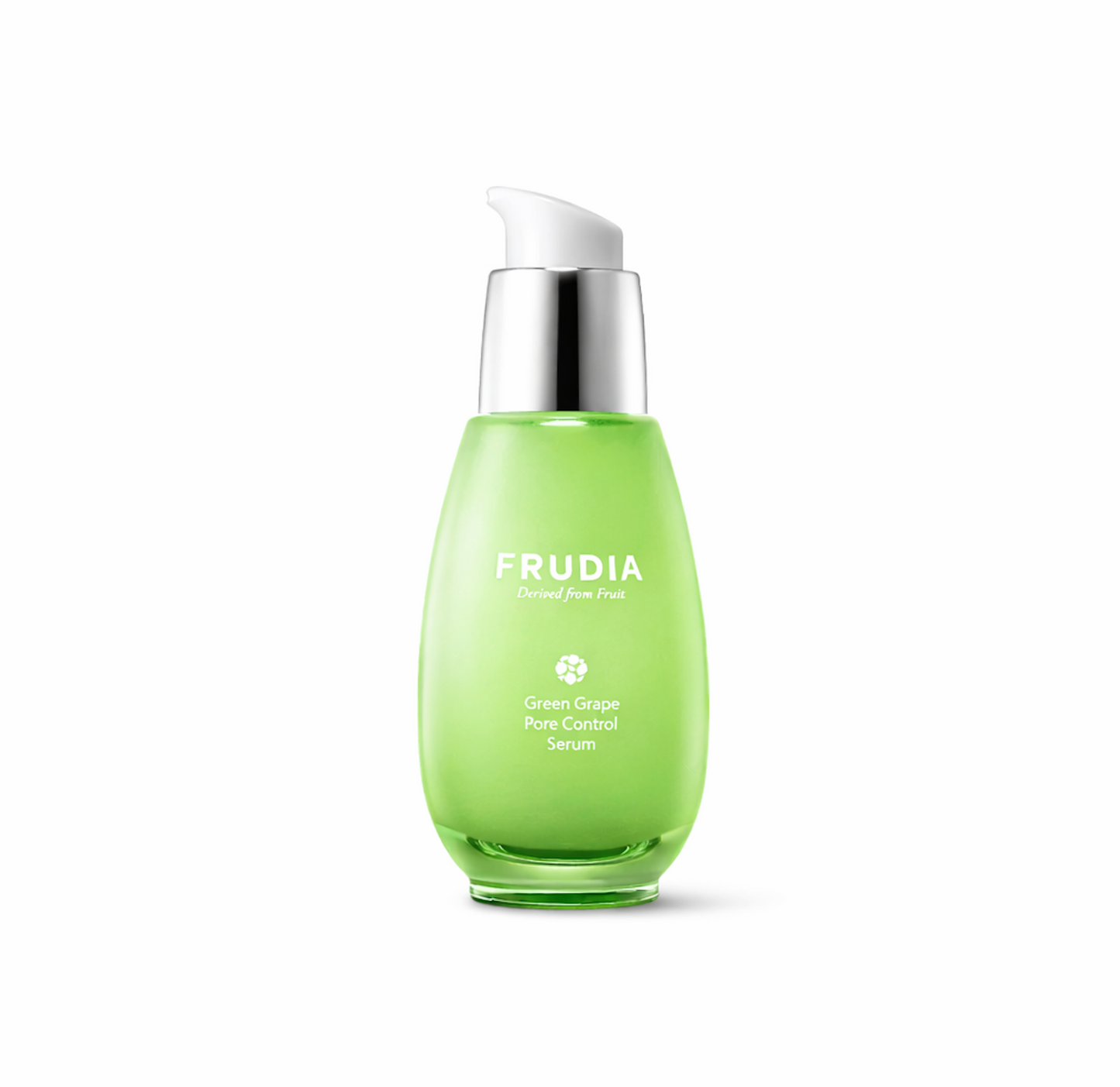 FRUDIA Green Grape Pore Control Serum 50g featured with fresh green grape elements highlighting pore refinement and balanced skin