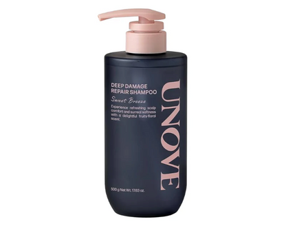 UNOVE Deep Damage Repair Shampoo 500ml repairing shampoo for damaged hair gentle cleansing strengthening and smooth glossy finish