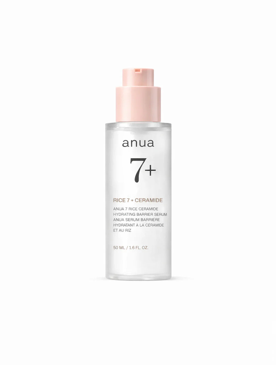 ANUA 7 Rice Ceramide Hydrating Barrier Serum 50ml for hydrated skin with a smooth radiant finish