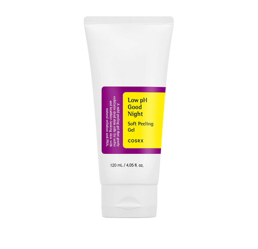 COSRX Low pH Good Night Soft Peeling Gel 120ml gentle exfoliating gel designed to refine texture and smooth the skin overnight
