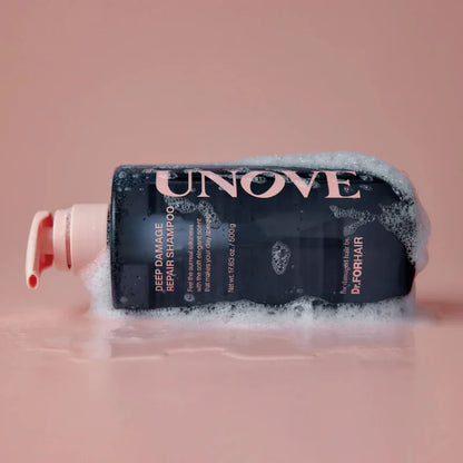 UNOVE Deep Damage Repair Shampoo 500ml for smoother stronger hair with reduced frizz and a clean soft glossy finish