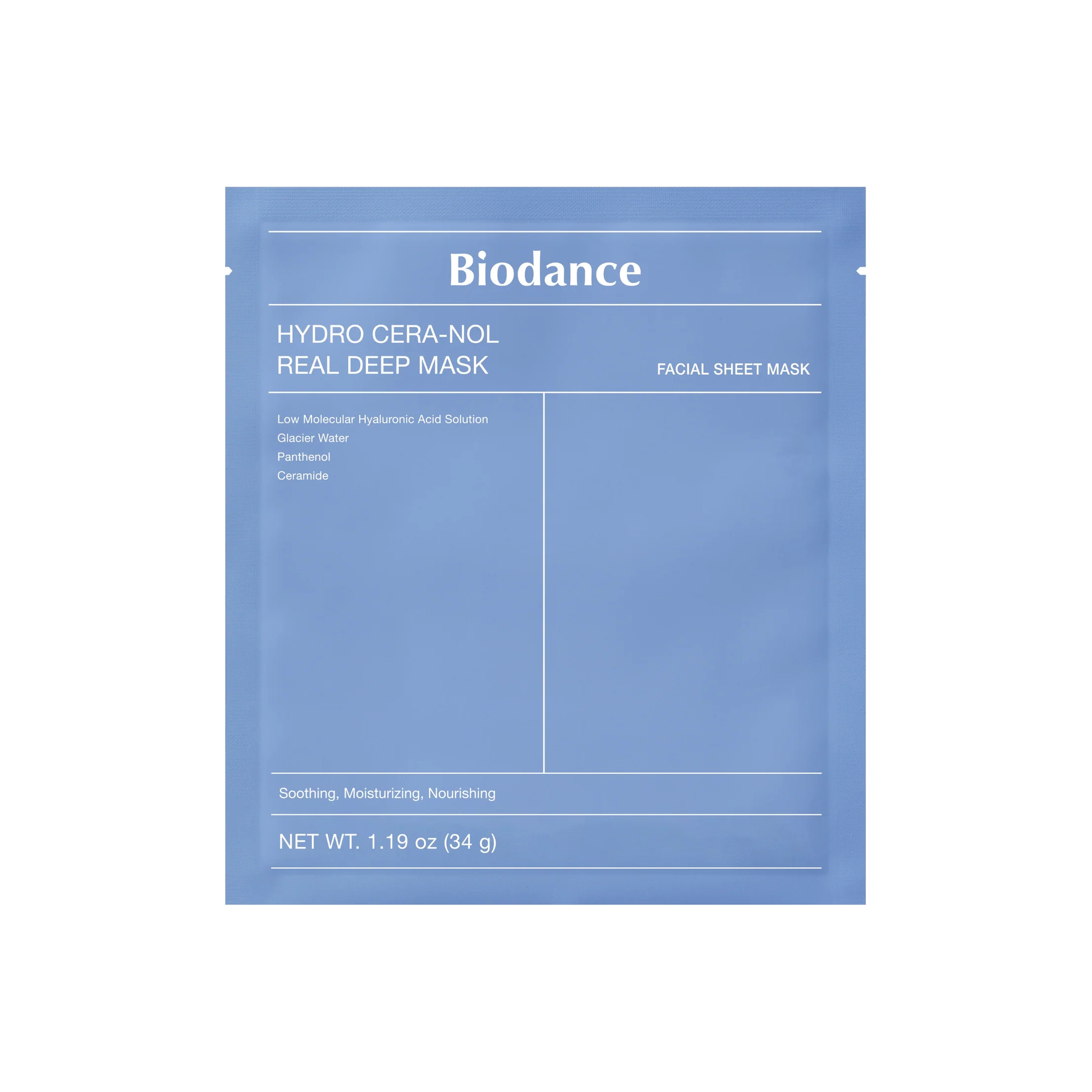 Biodance Hydro Cera nol Real Deep Mask 34g for deeply hydrated skin with a smooth replenished finish