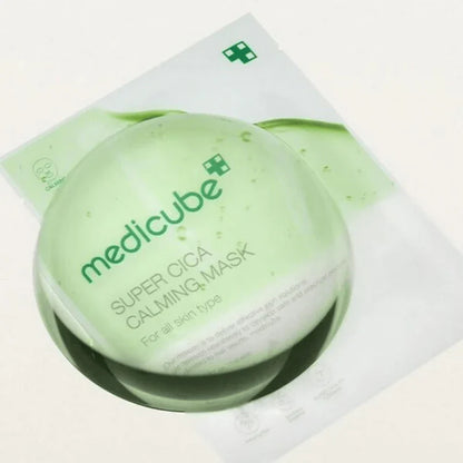 Medicube Super Cica Calming Mask 22g formulated to reduce redness and support a calm, hydrated complexion