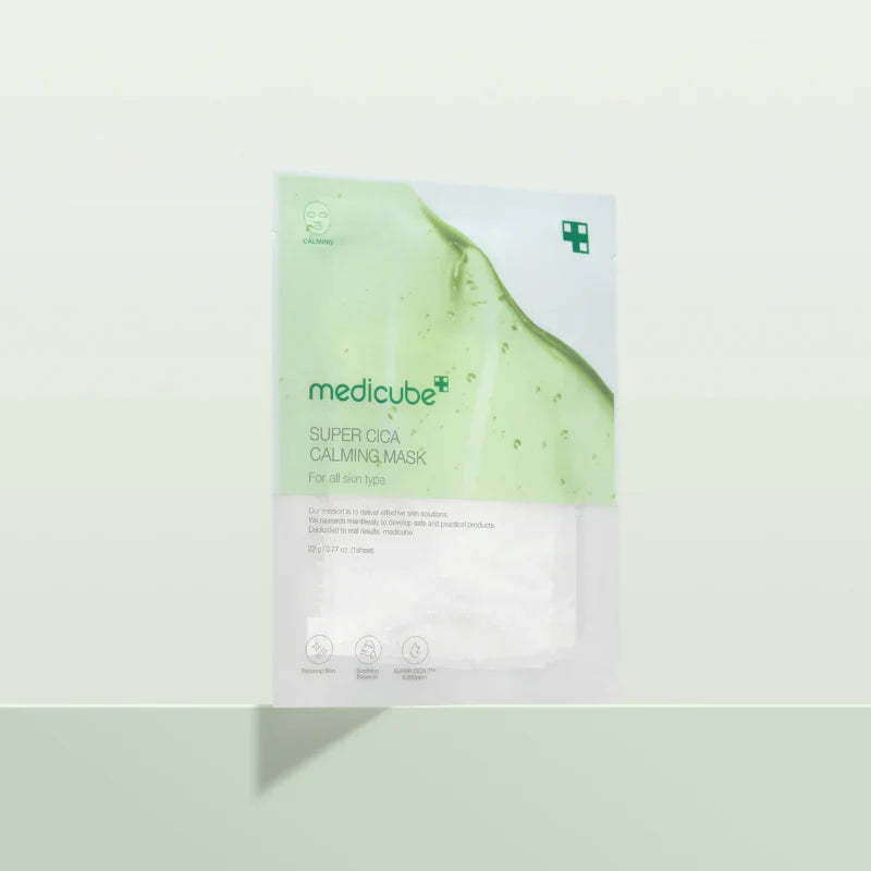 Medicube Super Cica Calming Mask 22g helping to calm irritation and strengthen the skin barrier