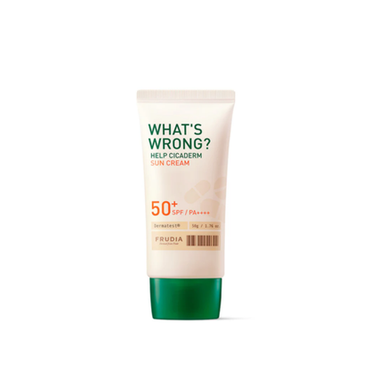 FRUDIA What’s Wrong Help Cicaderm Sun Cream 50g lightweight soothing sunscreen designed to protect and calm sensitive skin
