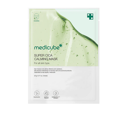Medicube Super Cica Calming Mask 22g soothing sheet mask designed to calm irritation and restore skin balance