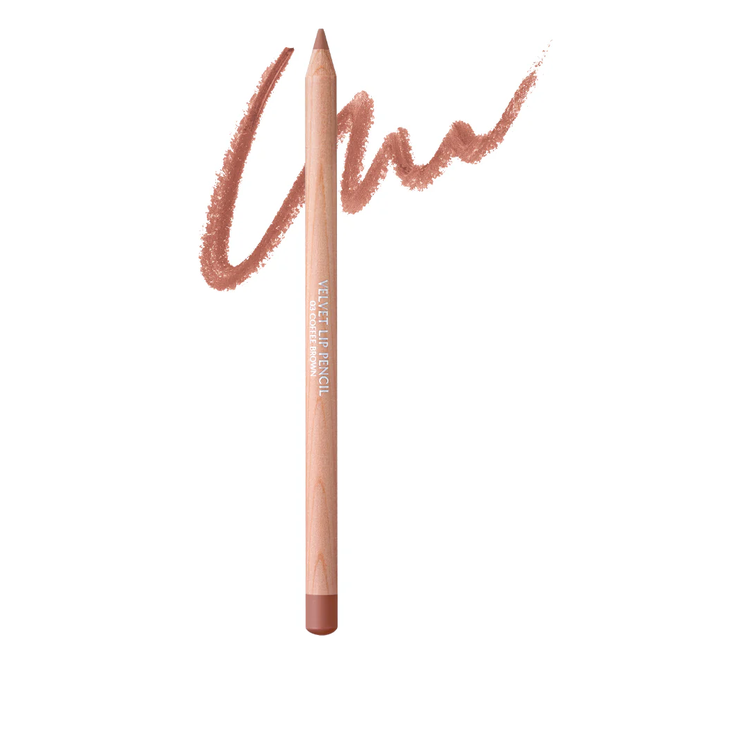 CLIO Velvet Lip Pencil 1.45g shade Tan Brown lip liner for neutral brown tone with soft shaping and a smooth matte finish