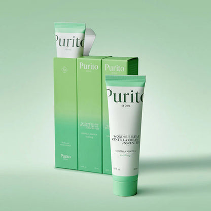 Purito Wonder Releaf Centella Cream 50ml helping to calm irritation and strengthen the skin barrier