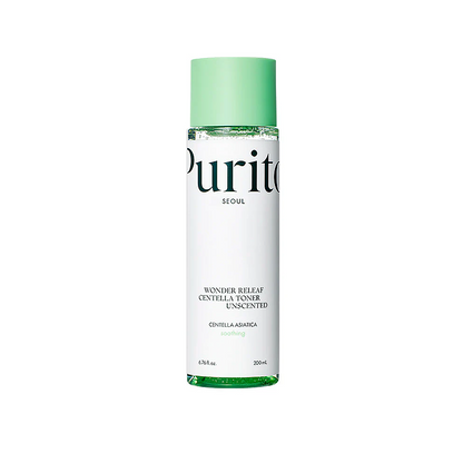 Purito Wonder Releaf Centella Toner Unscented 200ml soothing toner designed to calm sensitive skin and maintain hydration balance