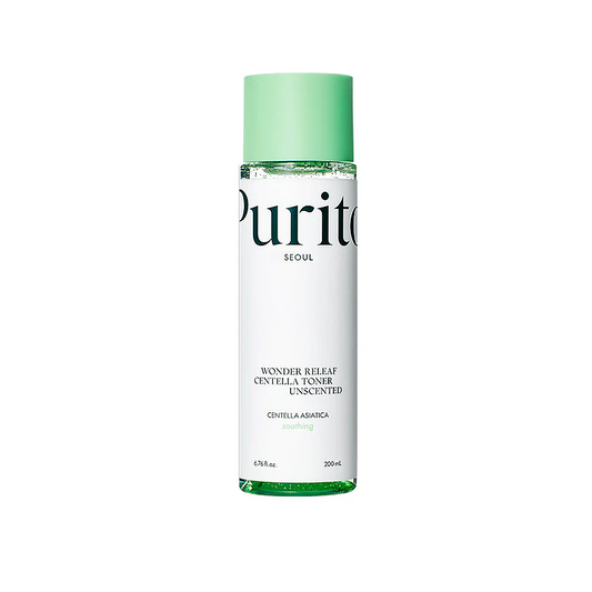 Purito Wonder Releaf Centella Toner Unscented 200ml soothing toner designed to calm sensitive skin and maintain hydration balance
