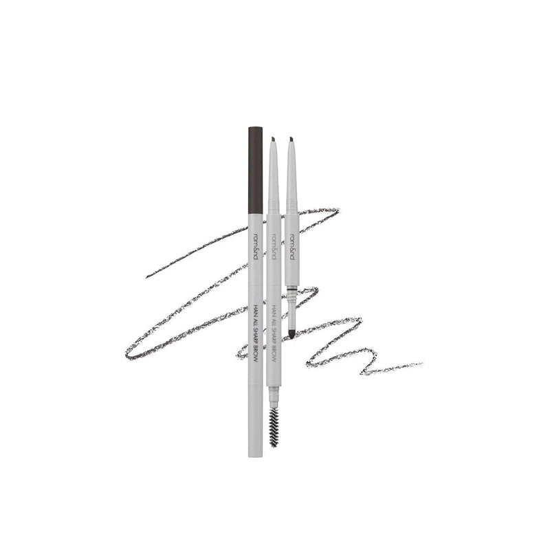 rom&nd Han All Sharp Brow 10g shade W1 Gentle Brown brow product for dark brown definition without red or yellow undertone and natural structured brows